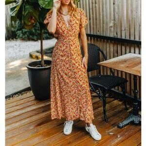 Faithfull the Brand Bellavista Midi Dress La Gomera Print Medium EUC Cottagecore